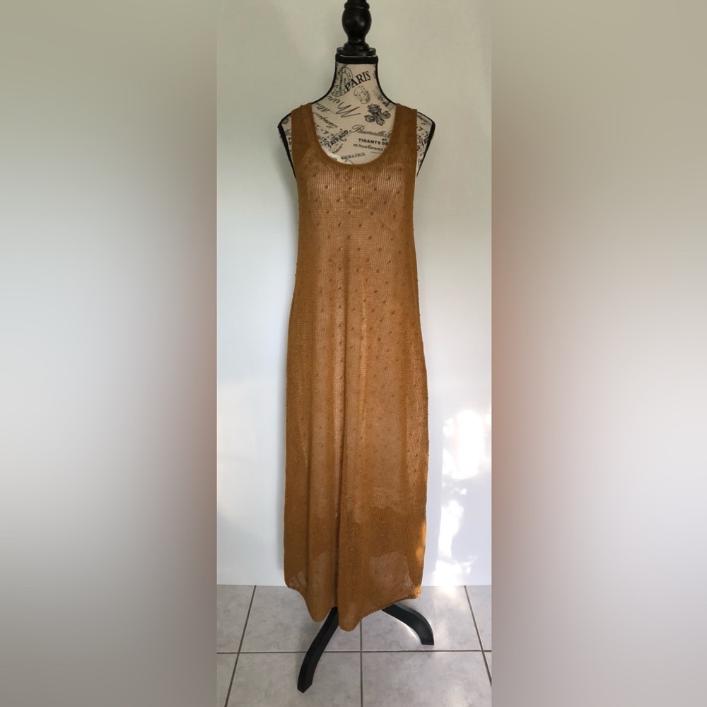 Zara Cover Up or Dress Golden Brown Knit/Crochet Size Medium